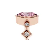 Fancy Pink Oval Cut Diamond Milgrain Marquise Twist Band Ring Set in Rose gold with Prong Setting
