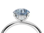 Round Hidden Halo Ring Setting for a Fancy Blue Lab-Grown Diamond | White Gold