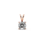 Cushion Cut Lab-Grown Diamond Solitaire Pendant Necklace | Split Bail | Rose Gold