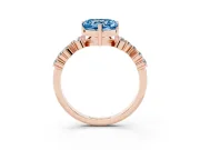 Heart-Shaped Scattered Accent Engagement Ring Setting for a Fancy Blue Lab-Grown Diamond | Rose Gold