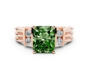 Radiant Cut Bar-Set Engagement Ring Setting for a Fancy Green Lab-Grown Diamond | Rose Gold