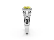 Asscher Cut Halo Engagement Ring Setting for a Fancy Yellow Lab-Grown Diamond | Two-Row Pave Split Shank | Platinum