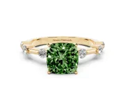 Cushion Cut Bar Set Engagement Ring Setting for a Fancy Green Lab-Grown Diamond | Yellow Gold