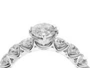 Marquise Side Stone Engagement Ring Setting | Scalloped Prong Accents | Sterling Silver