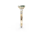Oval Tapered Baguette Engagement Ring Setting for a Fancy Green Lab-Grown Diamond | Yellow Gold