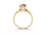 Fancy Black Oval Cut Diamond Solitaire Engagement Ring Set in Yellow gold with Slim Tapered Solitaire Band