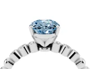 Oval Beaded Solitaire Engagement Ring Setting for a Fancy Blue Lab-Grown Diamond | White Gold