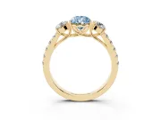 Pear-Shaped Engagement Ring Setting for a Fancy Blue Lab-Grown Diamond | Three Stone | Yellow Gold
