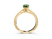 Emerald Cut Engraved Engagement Ring Setting for a Fancy Green Lab-Grown Diamond | Yellow Gold