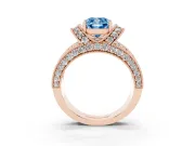 Cushion Cut Vintage Pave Engagement Ring Setting for a Fancy Blue Lab-Grown Diamond | Milgrain Edges | Rose Gold