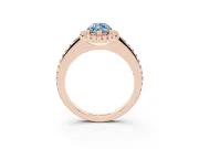 Marquise Pave Halo Engagement Ring Setting for a Fancy Blue Lab-Grown Diamond | Pave Band | Rose Gold