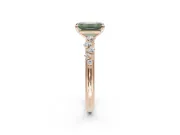 Emerald Cut Graduated Solitaire Engagement Ring Setting for a Fancy Green Lab-Grown Diamond | Rose Gold