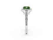 Fancy Green Princess Cut Diamond Halo Pavé Engagement Ring Set in White gold with Bezel Setting