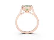 Emerald Cut Claw Corner Halo Engagement Ring Setting for a Fancy Green Lab-Grown Diamond | Slim Plain Band | Rose Gold
