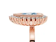 Pear-Shaped Bezel Halo Engagement Ring Setting for a Fancy Blue Lab-Grown Diamond | Rose Gold