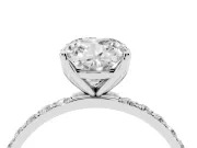 Cushion Cut Pave Solitaire Engagement Ring Setting | Fine Line Pave Band | White Gold