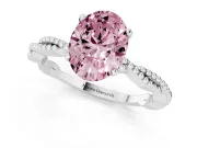 Oval Twisted Engagement Ring Setting for a Fancy Pink Lab-Grown Diamond | Beaded Twist | White Gold