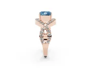 Fancy Blue Princess Cut Diamond Solitaire Twist Band Pavé Engagement Ring Set in Rose gold