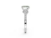 Radiant Cut Pavé Engagement Ring Setting for a Fancy Green Lab-Grown Diamond | Crossover Gallery | Sterling Silver