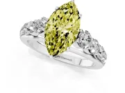 Marquise Graduated Side Stone Engagement Ring Setting for a Fancy Yellow Lab-Grown Diamond | Flat Top Band | Platinum