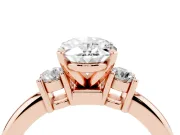 Oval Three Stone Engagement Ring Setting | Round Side Stones | Rose Gold