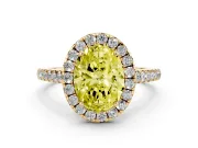 Oval Halo Engagement Ring Setting for a Fancy Yellow Lab-Grown Diamond | Pave Shoulders | Yellow Gold