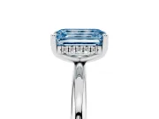 Fancy Blue Emerald Cut Diamond Solitaire Engagement Ring Set in Platinum with Prong Setting and Polished Band