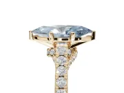 Marquise Pavé Solitaire Engagement Ring Setting for a Fancy Blue Lab-Grown Diamond | Crossover Gallery | Yellow Gold