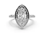 Marquise Sectioned Halo Engagement Ring Setting | Pavé Gallery and Band | Platinum