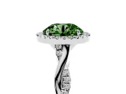 Round Halo Engagement Ring Setting for a Fancy Green Lab-Grown Diamond | Pavé Twist Band | Platinum