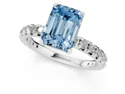 Emerald Cut Pavé Engagement Ring Setting for a Fancy Blue Lab-Grown Diamond | White Gold