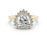 Heart-Shaped Scalloped Halo Engagement Ring Setting | Flat Plain Band | Yellow Gold
