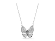 Marquise Lab-Grown Diamond Pavé Butterfly Pendant Necklace | Four Wings | White Gold