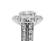Radiant Cut Large Accent Halo Engagement Ring Setting | Graduated Pavé | Sterling Silver