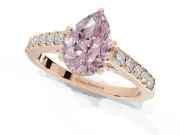 Pear-Shaped Pavé Solitaire Engagement Ring Setting for a Fancy Pink Lab-Grown Diamond | Crossover Gallery | Rose Gold