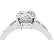 Cushion Cut Pave Solitaire Engagement Ring Setting | Accented Basket | Sterling Silver