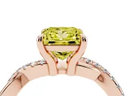 Fancy Yellow Princess Cut Diamond Twist Band Solitaire Set in Rose gold with Pavé Accents and Prong Setting