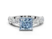 Princess Cut Engagement Ring Setting for a Fancy Blue Lab-Grown Diamond | Sterling Silver - Design NV-24455