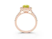 Fancy Yellow Radiant Cut Diamond Milgrain Floral Halo Engagement Ring Set in Rose gold with Pavé Band