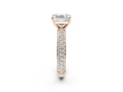 Asscher Cut Pavé Solitaire Engagement Ring Setting | Domed Pavé Band | Rose Gold
