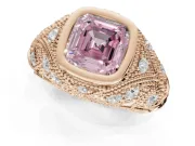 Asscher Cut Vintage Bezel Engagement Ring Setting for a Fancy Pink Lab-Grown Diamond | Rose Gold