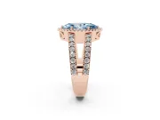 Marquise Halo Split Shank Engagement Ring Setting for a Fancy Blue Lab-Grown Diamond | Rose Gold