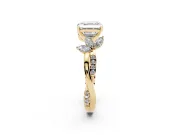 Asscher Cut Floral Vine Engagement Ring Setting | Yellow Gold
