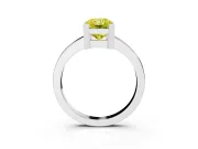 Fancy Yellow Radiant Cut Diamond Solitaire Ring Set in Silver with Prong Head and Smooth Polished Band