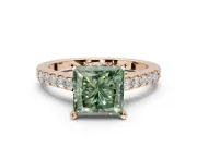 Princess Cut Pavé Solitaire Engagement Ring Setting for a Fancy Green Lab-Grown Diamond | Crossover Gallery | Rose Gold