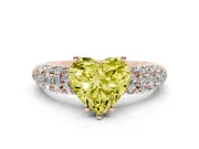 Heart-Shaped Multi Row Pave Engagement Ring Setting for a Fancy Yellow Lab-Grown Diamond | Rose Gold