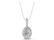 Pear-Shaped Lab-Grown Diamond Halo Pendant Necklace | Wide Pavé Bail | Sterling Silver