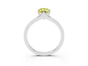 Fancy Yellow Emerald Cut Diamond Solitaire Ring Set in Silver with Polished Tapered Band and Prong Setting