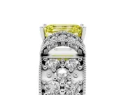 Emerald Cut Vintage Pave Engagement Ring Setting for a Fancy Yellow Lab-Grown Diamond | Milgrain Edges | Platinum