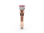 Round Engagement Ring Setting for a Fancy Pink Lab-Grown Diamond | Three Stone | Rose Gold